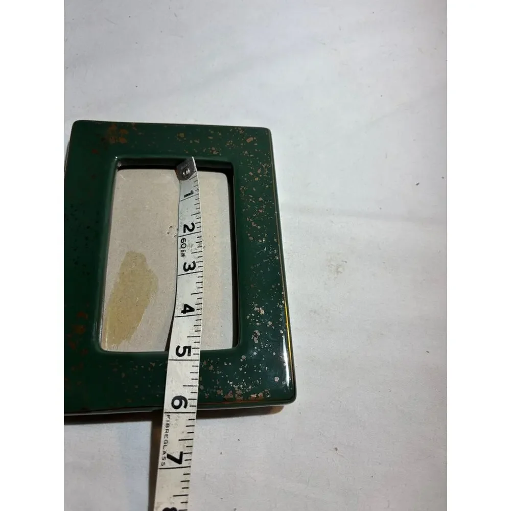 Vintage Green Ceramic Picture Frame with Gold Speckles